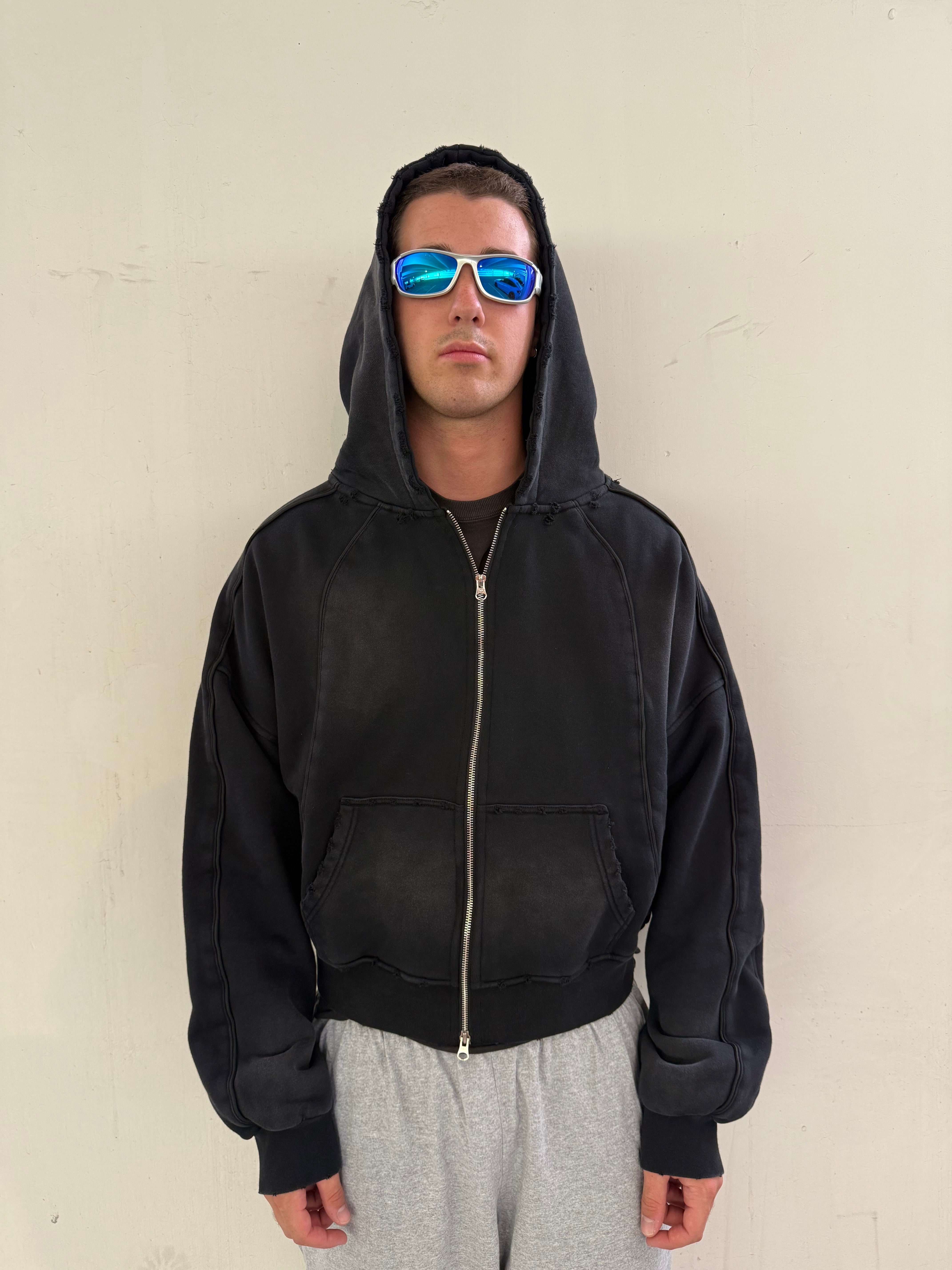 black vintage sport zip-up