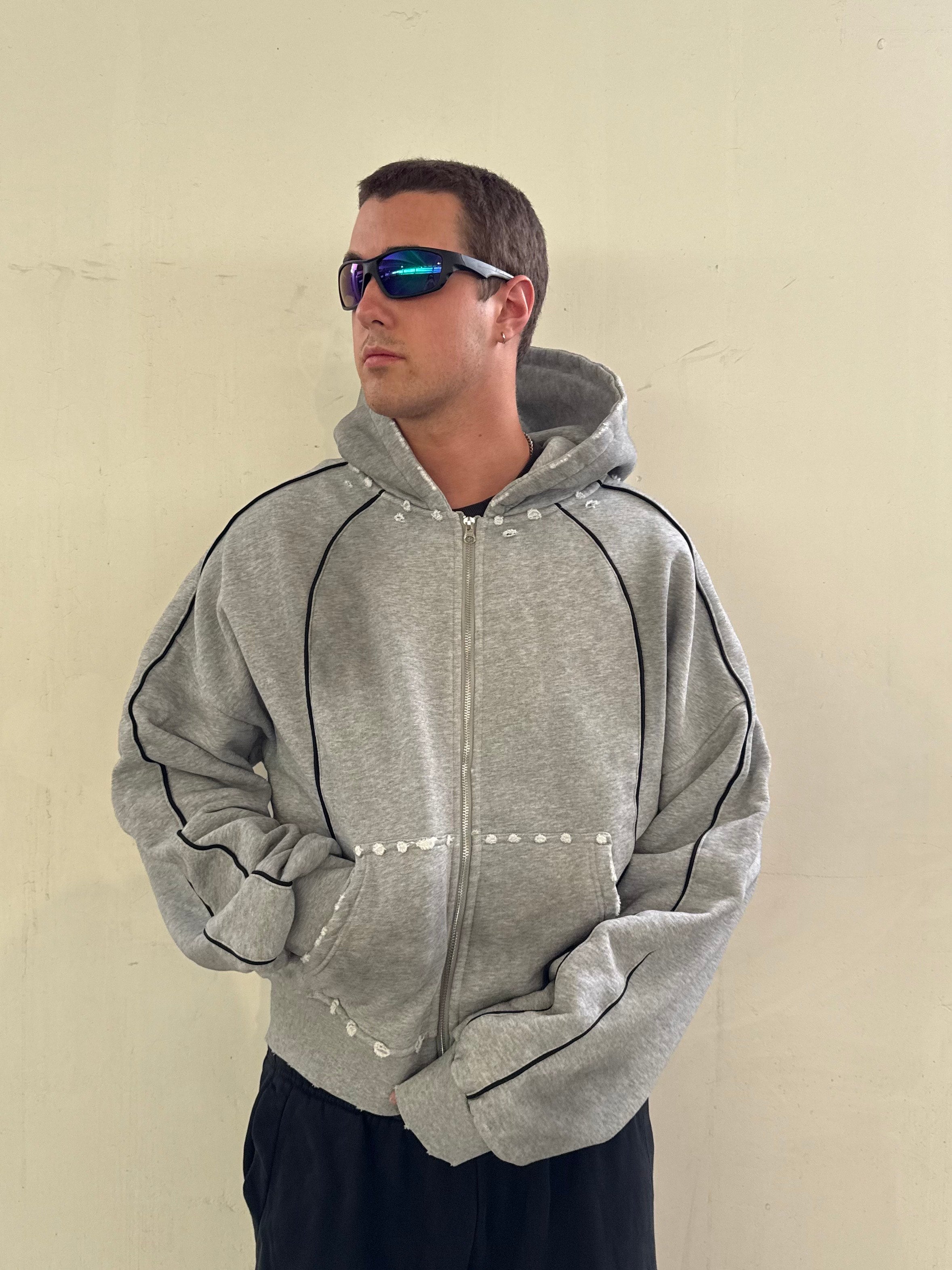 grey vintage sport zip-up