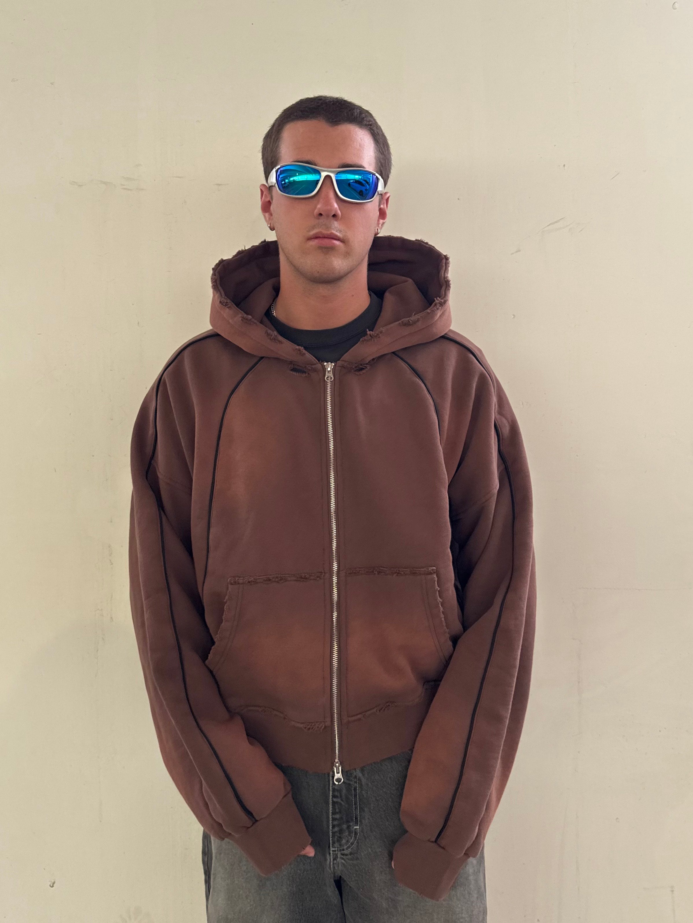 brown vintage sport zip-up