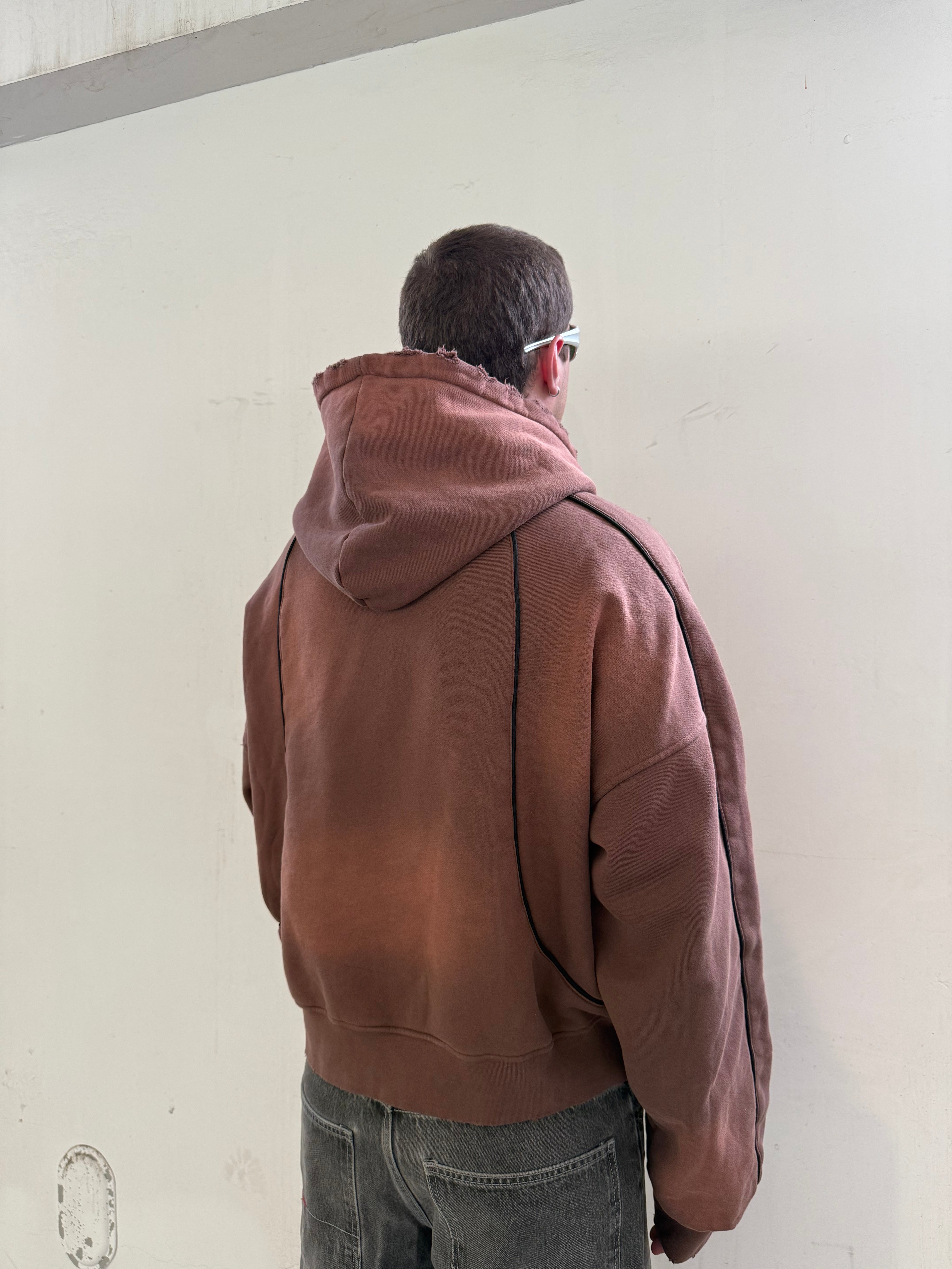 brown vintage sport zip-up